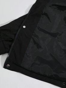 SHEIN Unity 春秋连帽夹克，前拉链，松紧袖口和下摆，可调节腰围 - 黑色 - 查看 7