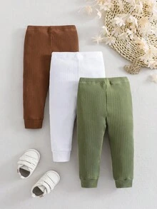 SHEIN 3pcs/Set Toddler Ribbed Pants, Versatile Bottoms For Spring & Autumn Fall Winter