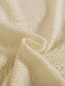 SHEIN 少女圆领宽松针织毛衣上衣，可爱小熊图案，纹理罗纹针织，秋冬休闲校园风格 - 杏色 - 查看 6