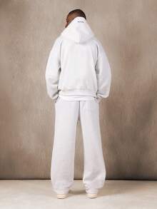 SUMWON Oversized Hoodie With Matching Elastic Cuff Joggers - Grey - View 2