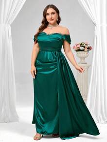 Coutiva Emerald Green Spring Elegant Formal Prom Dress,Luxury Evening Gown For Ladies,Wedding Guest Graduation Dinner Party Dress,Sequin Pearl Cuff Design - Dark Green - View 3