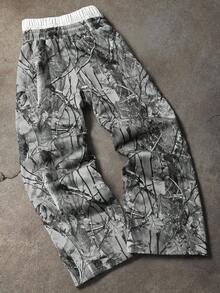 Manfinity EMRG Men's Casual Printed Sweatpants Camo Pants Men Men Graphic Pants - Black and White - View 2