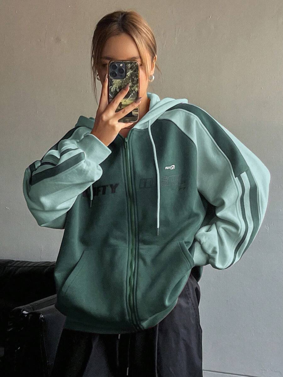 Dazy Star Women's Knitted Thermal Lined Hoodie Sweatshirt Fall,Winter Zip Up Jacket - Dark Green - View 1