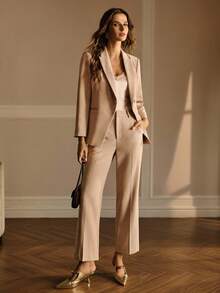 MOTF Classy SINGLE BUTTON STRUCTURED BLAZER - Khaki - View 2