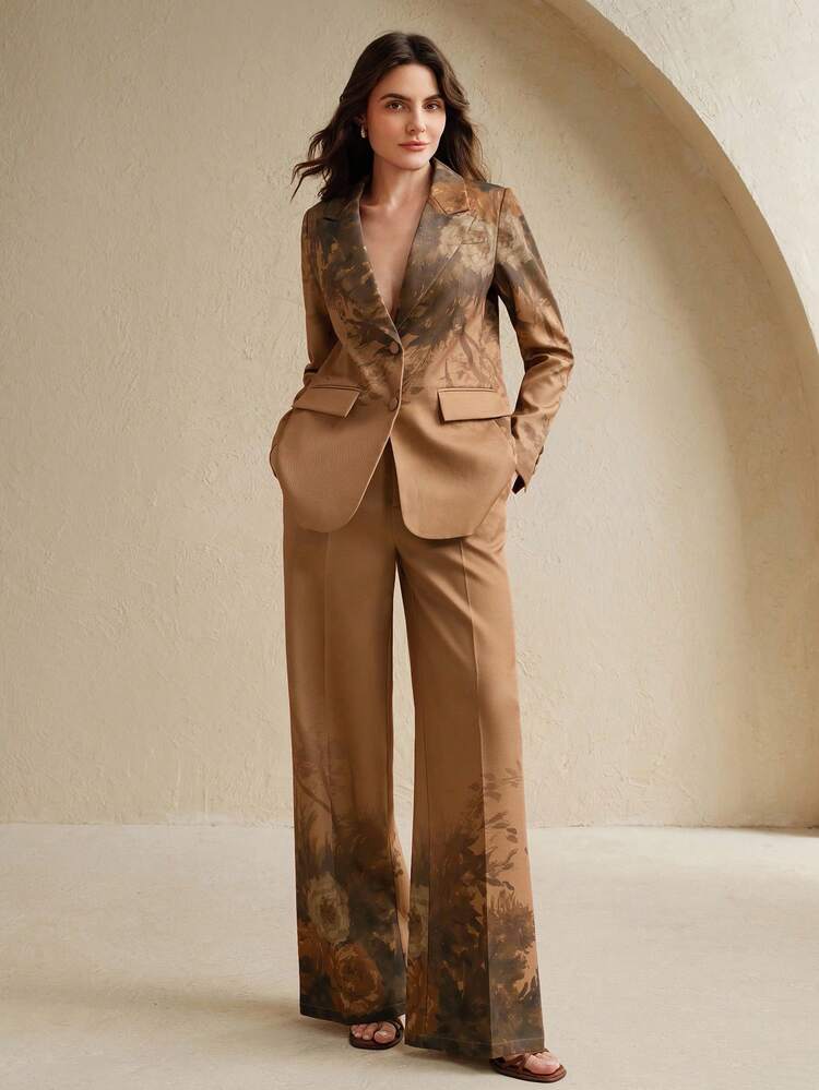 Veste de mode décontractée élégante à manches longues avec imprimé feuille et broderie, nouvelle collection automne/hiver