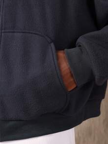 SUMWON 常规版型全拉链连帽衫，带中央口袋 - 藏蓝色 - 查看 4