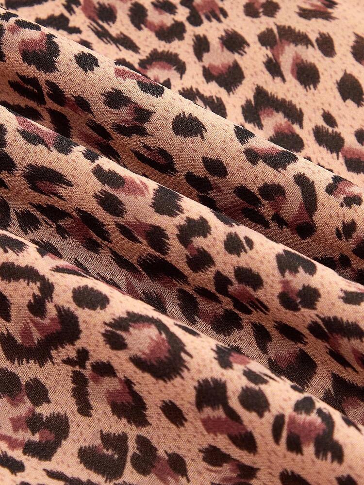 Leopard Print Mini Dress With Ruffled Collar And Black Velvet Bow Detail Spring Women Clothes Spring Summer Chic Leopard Dress