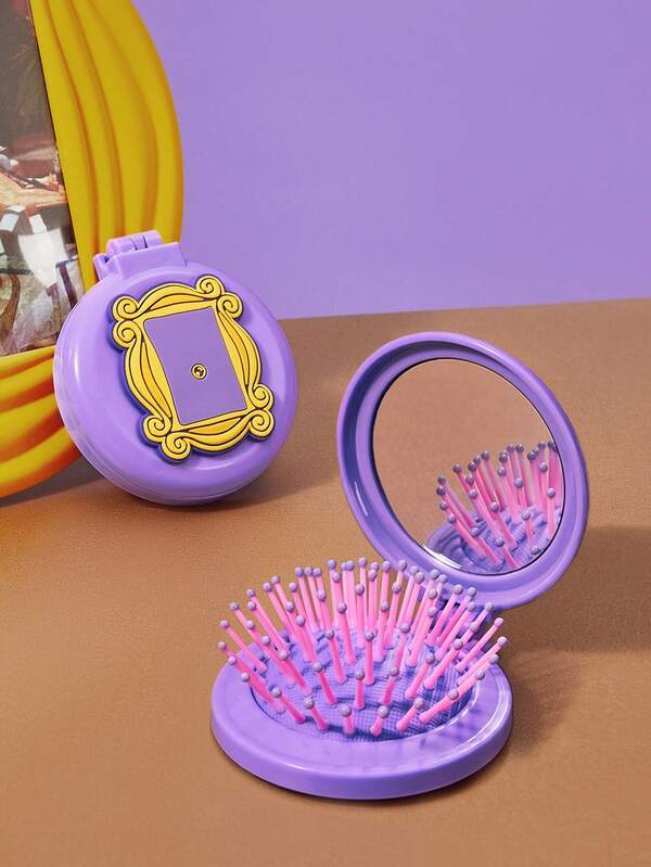 FRIENDS X SHEIN Peine plegable y portátil con diseño de marco de fotos, regalo