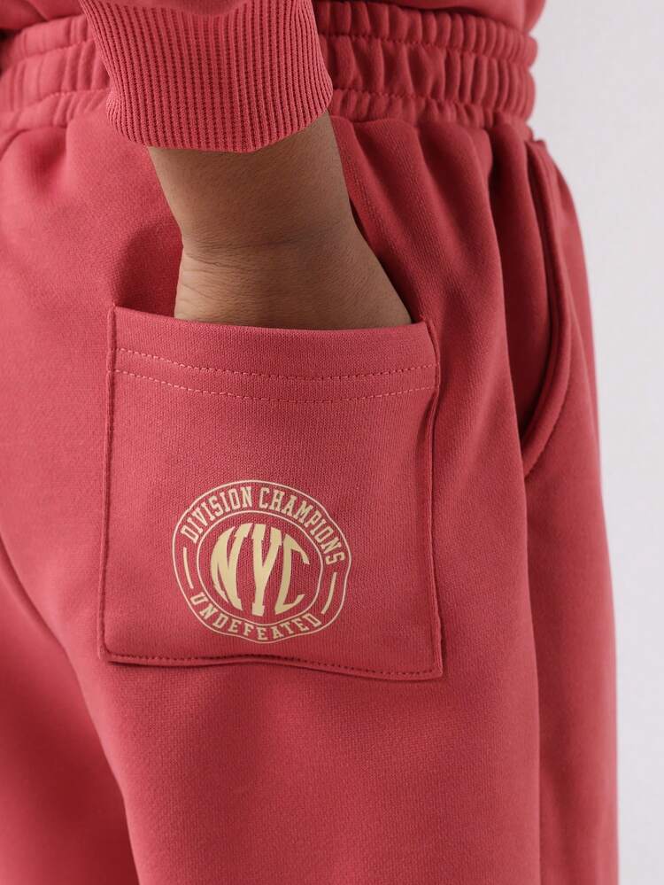 Collegiate Style Sweatshirt And Wide Leg Pants Set
