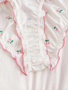 PetitDoll 5pcs/Pack Women Plus Size Printed Ruffle Trim Bow Tie Comfortable Bikini Briefs