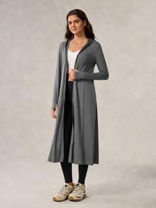 OutZeal SunProof UPF50+ Cooling Hooed Long-Length Sun Protection Jacket Women With Mask, Detachable Brim, Hat Hole - Dark Grey - View 7