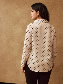 MOTF PREMIUM PLUS POLKA DOT PRINT LONG SLEEVE SHIRT - Apricot - View 3