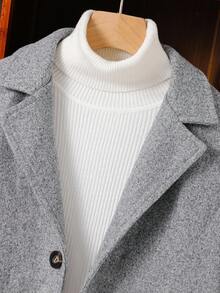 SHEIN 青少年男孩纯色前扣休闲翻领夹克