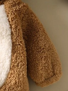 SHEIN Newborn Deer Shaped Outfit, Cute Christmas Deer Horn Plush Long Sleeve Jumpsuit Fall Winter