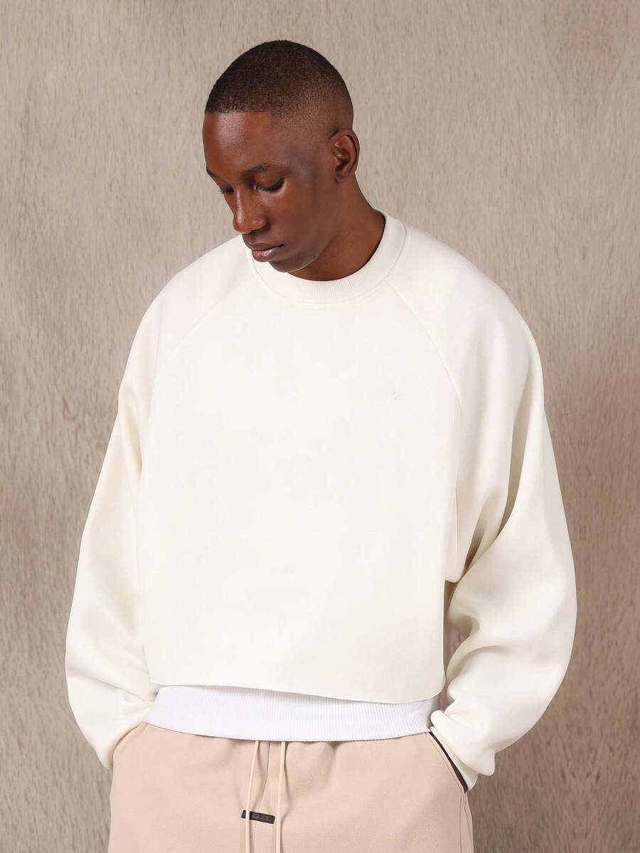 SUMWON Premium Lightweight Cropped Cut Off Sweatshirt Long Sleeve Basic Essential Casual Loungewear Fall Winter Layer