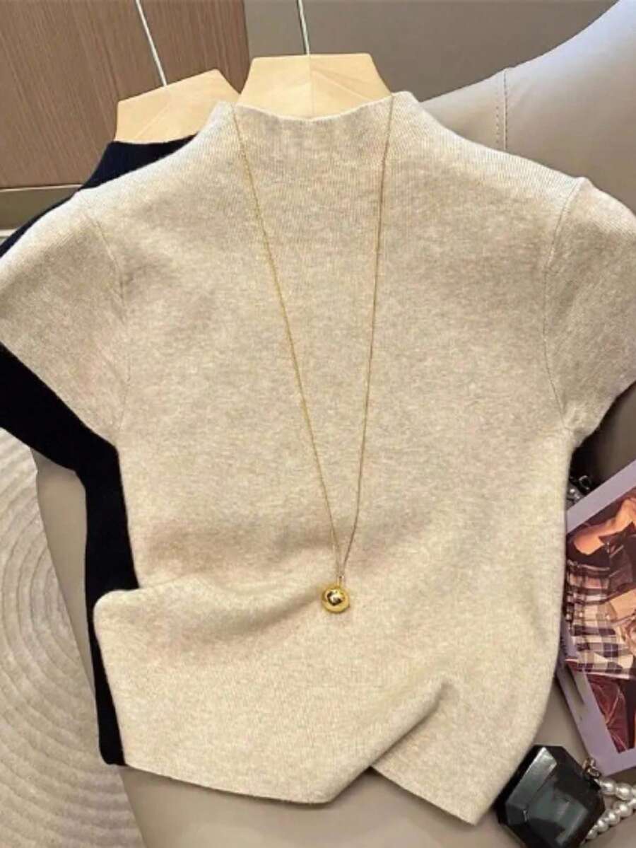 Resyla Women's Casual Solid Color Stand Collar Sweater - Multicolor - View 1