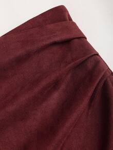 Sweetra 复古意式美拉德色百褶修身裙，秋冬性感撩人 - 酒紅色 - 查看 6