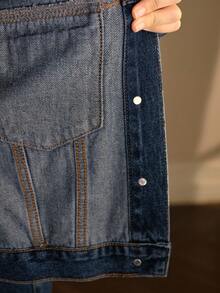 MOTF PREMIUM RHINESTONE EMBELLISHED BUTTON FRONT DENIM JACKET, AUTUMN/WINTER - Blue - View 9