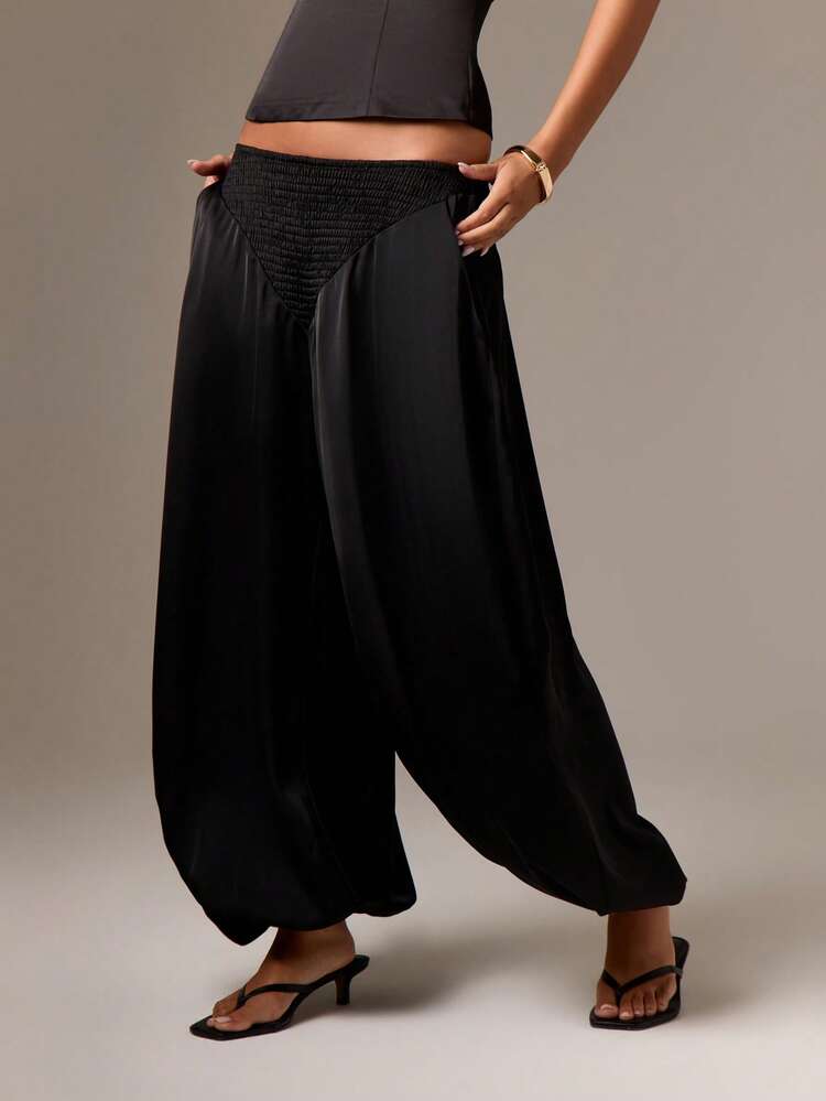 Smocked Waist Wide Leg Palazzo Pants