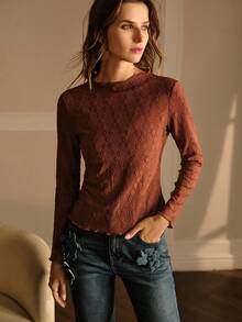 MOTF PREMIUM CAMISETA CON VOLANTE TEXTURIZADO - Marrón - Ver 4