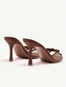 CUCCOO CHICEST Brown PU Women's Round Toe High Heel Mule Sandals Spring Shoes Spring Break Easter Prom Heels For Christmas - Bronze - View 9