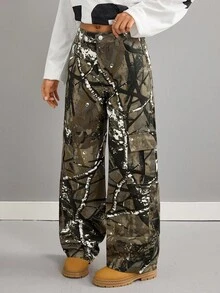 SHEIN Thời trang thiếu nữ tuổi teen: Phong cách thường ngày, cổ điển Y2K, cá tính, đường phố, trở lại trường học, đại học, họa tiết rằn ri, họa tiết cành cây, denim dáng rộng, quần jean công sở, mềm mại, mặc hàng ngày, mùa đông và mùa thu, lễ hội âm nhạc và thời trang đường phố. - Nhiều màu - Xem 4