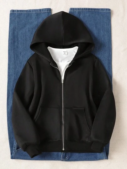 SHEIN 秋冬款青少年女孩休闲连帽开衫夹克