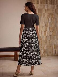 Shutterstock Glamance Abito elegante da donna con stampa e patchwork, estivo - Multicolore - Visualizzare 2