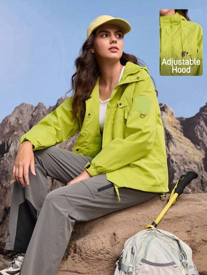 In My Nature Women Shell Jackets Women's Outdoor Hooded Zip-Up Jacket Casual Jacket Zipper Front Hooded Outdoor Jacket Outdoor Windbreaker Jackets Outdoor Casual Jacket, Color Fluorescent Yellow, Brilliant Yellow Jackets, Outdoor Hiking Jacket, Women's Casual Jacket, Women Running Jacket, Women Hiking Sun Protection Jacket, Activewear Jacket, Sun-Protective Jackets, UV Protect Jackets, Sun-Proof, Fall Winter Coats, Warm Jackets, Outdoor Hiking Jackets, Breathable Jackets, Versatile Jackets, Outdoor Hiking Jacket Coats With Pockets, Thick Jacket KEEP WARM, Soft Shell Jackets, Women Sports Jacket, Waterproof Jacket, Women Fall-Winter Fashionable, Waterproof, Water-Repellent Jackets Women Hiking Clothes Women Waterproof Jacket Hiking Outfit Women Women Outdoor Clothing Windproof Jacket Women
