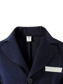 4-Piece Toddler Boys Gentleman Outfit Set: Navy Blue Collar Lapel Long Sleeve Suit Jacket, White Long Sleeve Collared Shirt With Navy Blue Bowknot, Navy Blue Waistcoat, And Formal Suit Pants. Perfect For Birthday Parties, Formal Events, Weddings, Christenings, Baptisms, And Anniversaries. Fall Winter
