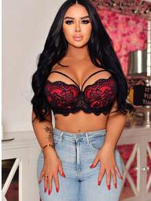 大尺碼花朵蕾絲文胸內衣
