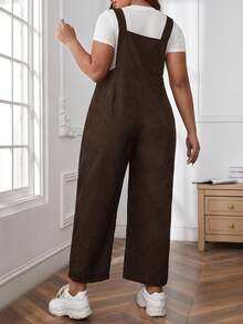 SHEIN Essnce 大码女式纯色双口袋阔腿休闲连体裤