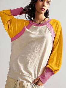 Bohemela 波西米亚风休闲针织拼色圆领宽松女式上衣 - 彩色 - 查看 6