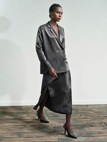 Maija Blazer croisé élégant de couleur unie pour femme - Gris foncé - Voir 8