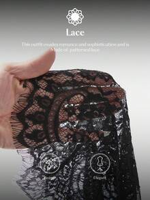 Ontre 女秋冬/四季黑色蕾丝百搭裙，时尚性感透视蕾丝花边超长百搭裙，女秋装