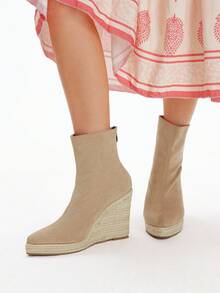 Styleloop Botas de tobillo con cuña versátiles y casuales para mujer - Albaricoque - Ver 6