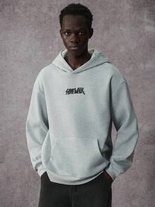 STYNVO 男式字母图案休闲套头连帽衫 - 灰色 - 查看 2