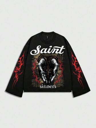 Street Life Camiseta suelta y holgada de estilo corto, ropa urbana para hombre, otoño