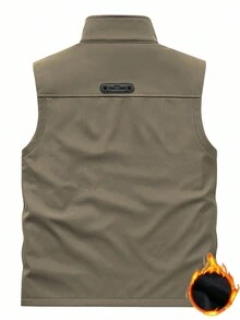 Manfinity Homme Men's Thermal Lined Sleeveless Outdoor Vest For Hiking, Fishing, Running, Fall Winter