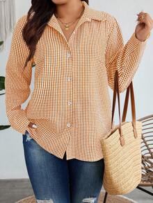 Calvaya Random Print Plus Size Casual Shirt, Minimalist & Fashionable For Daily Wear - Yellow - View 4