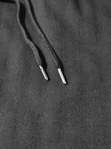 Manfinity Homme 男士纯色缺口领短袖衬衫和口袋短裤套装 - 黑色 - 查看 5