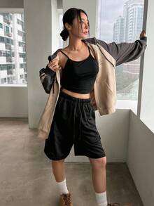 Dazy Star Felpa con cappuccio da donna con coulisse e zip, design a blocchi di colore e stampa di lettere, giacca felpa autunnale per donna