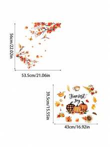 1Pc Autumn Maple Leaf Window Sticker, Home Decor Sticker, Reusable Glass Sticker, Asymmetrical Shape Removable, Suitable For Home, Bathroom, Party, Store Decoration, Thanksgiving - Multicolor - View 6