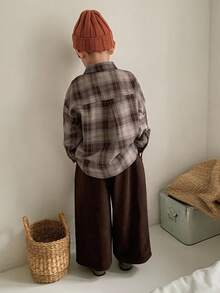 DAZY Boys (Small) Casual Plaid Shirt Set, Loose Fit, Japanese Style, Autumn