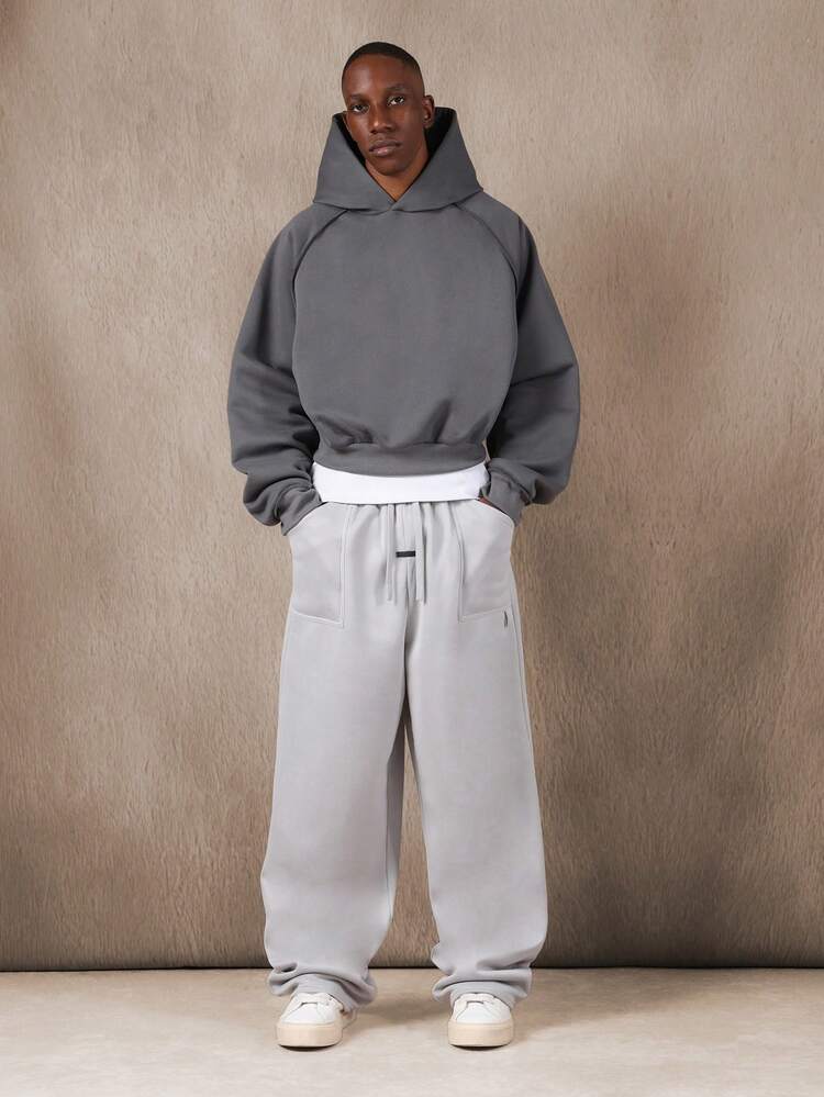 Essential Drop Shoulder Hoodie With Exposed Seams And Cropped Fit