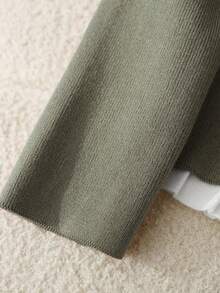 GlowEve Women's Elegant Casual Metal Button Collar 2-In-1 Fitted Sweater, Autumn/Winter - Green - View 4