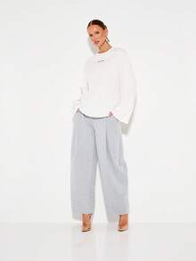 KIZN 棉质长袖短款T恤，印有徽标，适合日常休闲穿着 - 白色 - 查看 3