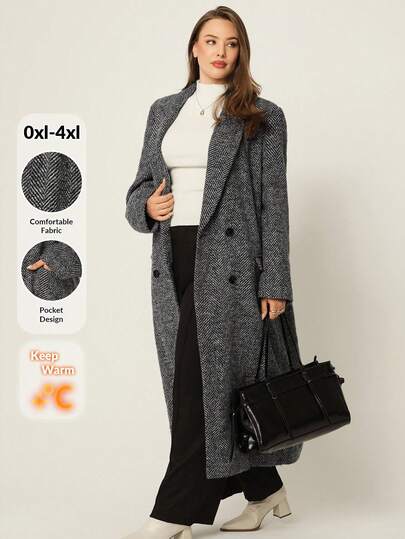 Auralis 秋冬大码时尚双排扣大衣