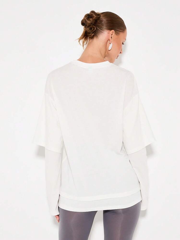 KIZN Long Sleeve Oversized Letter Print Sweatshirt