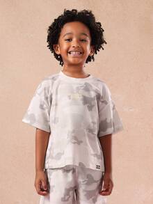 SUMWON Kids Camouflage Pajama Set Short Sleeve T-Shirt And Shorts Two Piece Sleepwear Night Wear Comfort Grey Pattern Matching Set For Casual And Vacation - Multicolor - View 3
